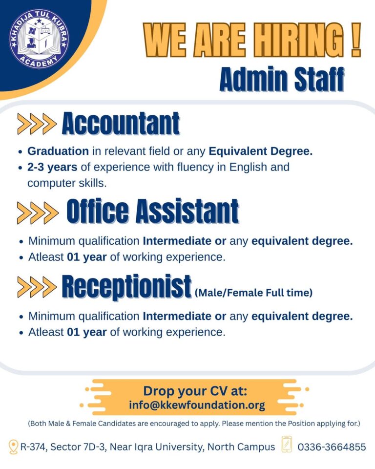 VACANCIES OPEN!

We are hiring qualified individuals for following position. Ple…