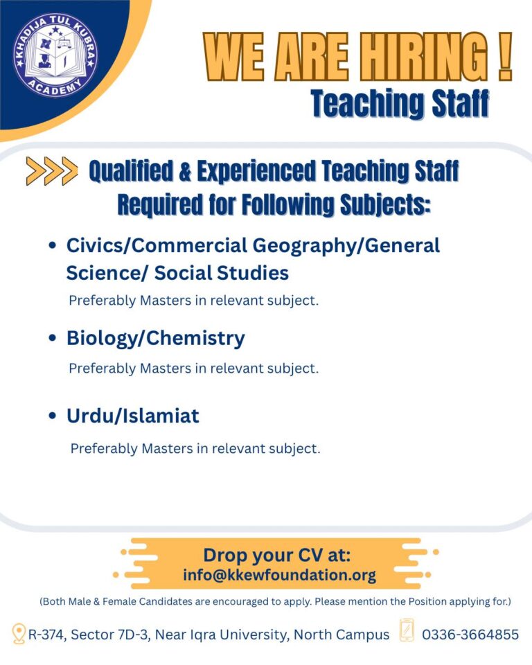 We are Hiring Qualified & Experienced Teaching Staff!

Apply now and Avail the o…